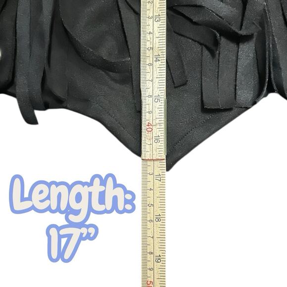 SweatyRocks Women's L Suede Fringe Trim Sleeveless Crop Vest Jacket Button Front - Picture 6 of 9